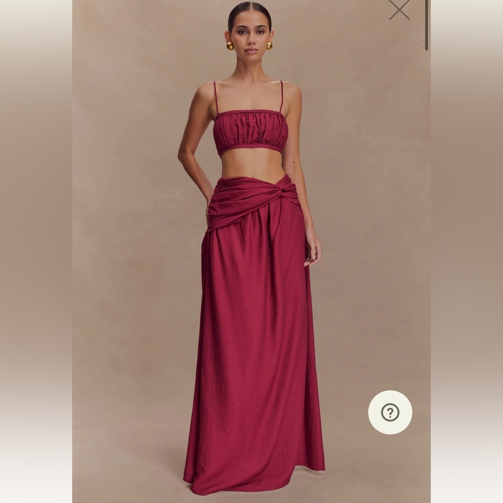 Meshki Scottie Maxi Skirt + Bandeau Set in Wine